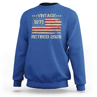55th Birthday Retirement Sweatshirt Vintage 1971 Retired 2026 American Flag