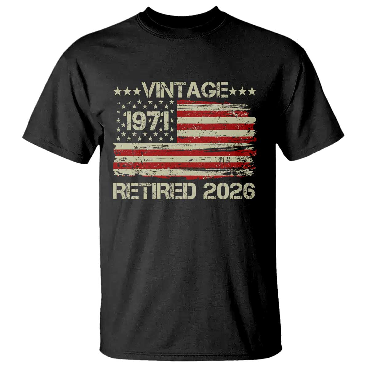 55th Birthday Retirement T Shirt Vintage 1971 Retired 2026 American Flag