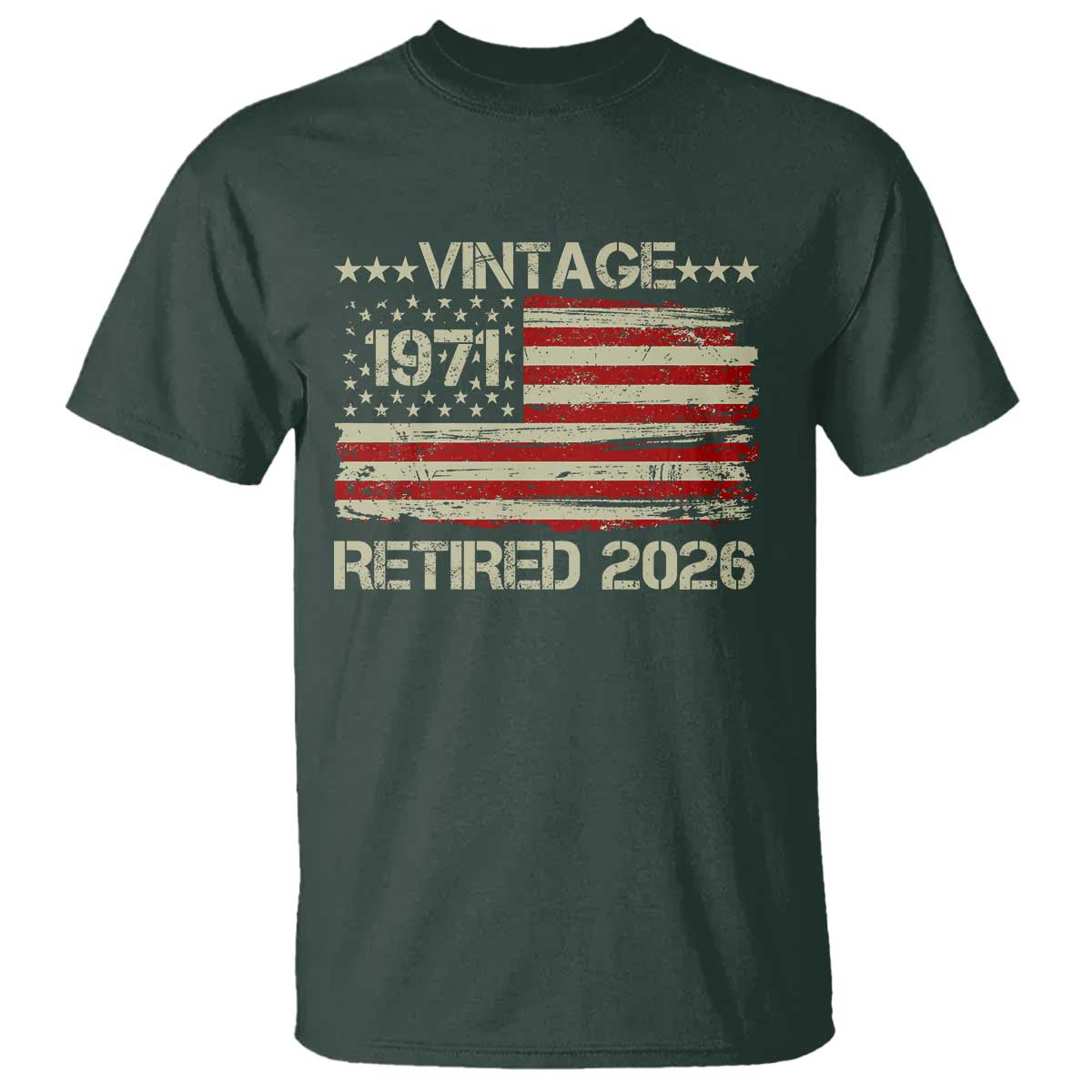 55th Birthday Retirement T Shirt Vintage 1971 Retired 2026 American Flag