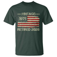 55th Birthday Retirement T Shirt Vintage 1971 Retired 2026 American Flag