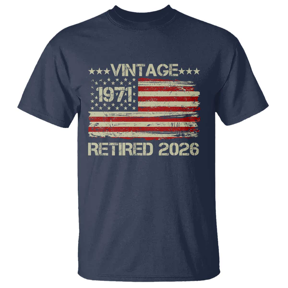 55th Birthday Retirement T Shirt Vintage 1971 Retired 2026 American Flag