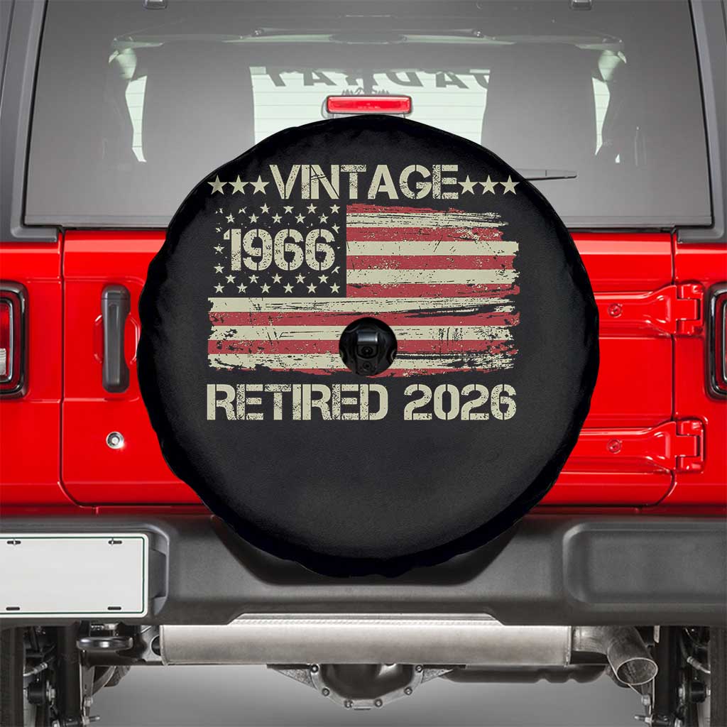 60th Birthday Retirement Spare Tire Cover Vintage 1966 Retired 2026 American Flag