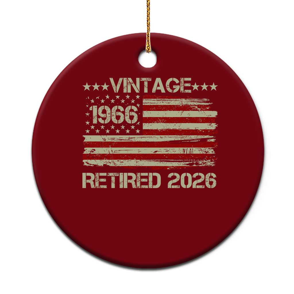 60th Birthday Retirement Ceramic Ornament Vintage 1966 Retired 2026 American Flag