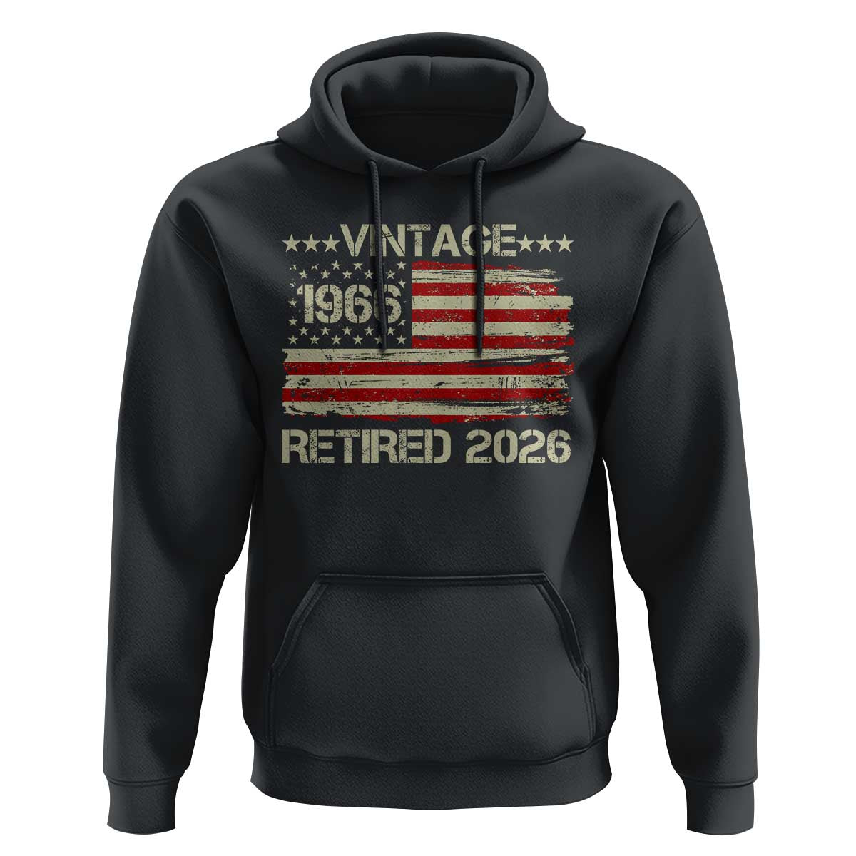 60th Birthday Retirement Hoodie Vintage 1966 Retired 2026 American Flag