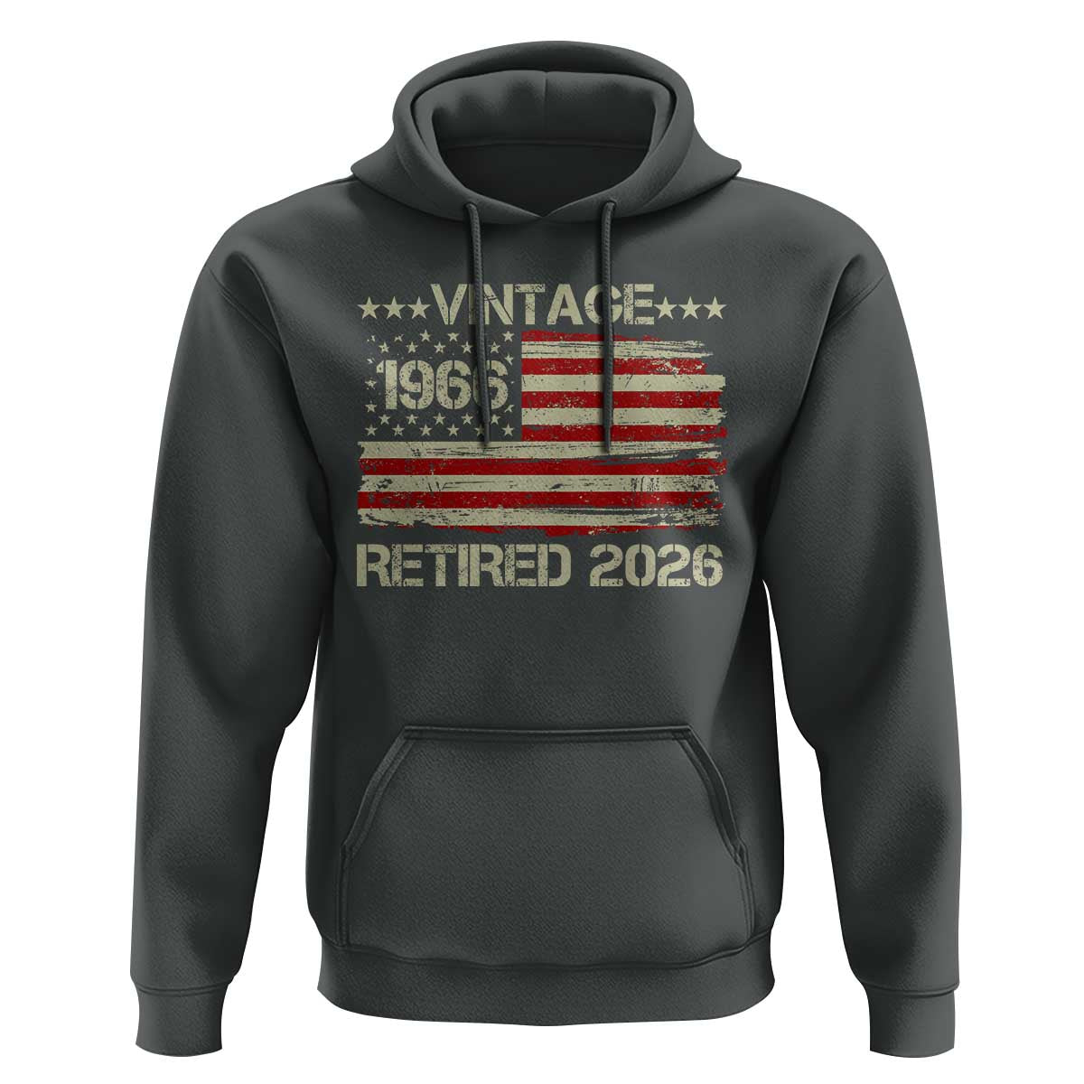 60th Birthday Retirement Hoodie Vintage 1966 Retired 2026 American Flag