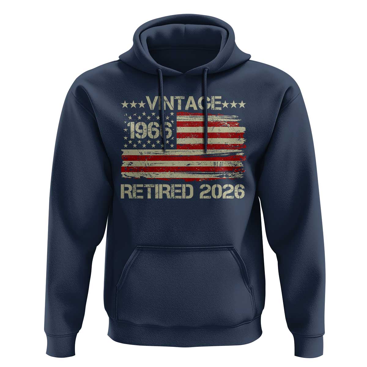 60th Birthday Retirement Hoodie Vintage 1966 Retired 2026 American Flag