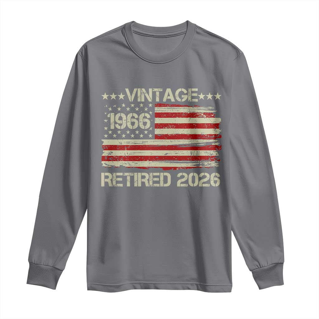 60th Birthday Retirement Long Sleeve Shirt Vintage 1966 Retired 2026 American Flag
