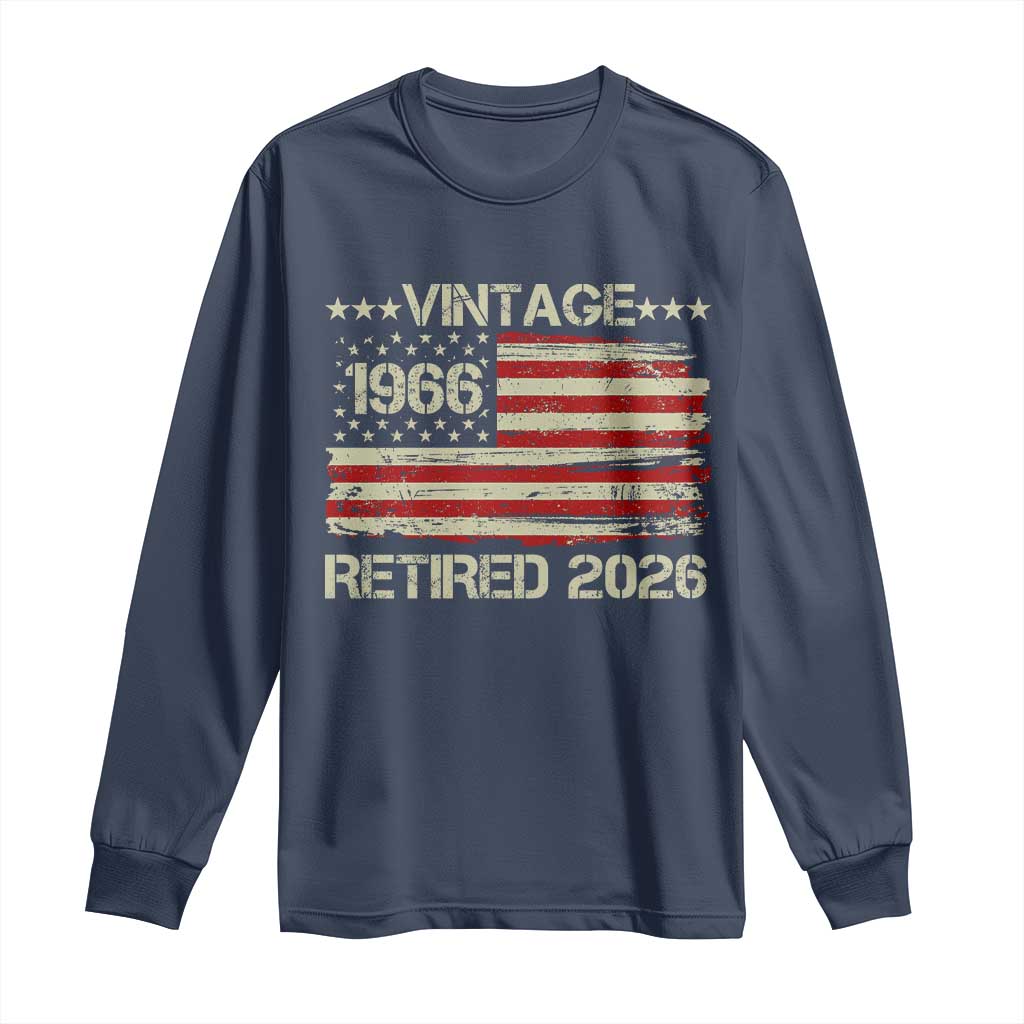 60th Birthday Retirement Long Sleeve Shirt Vintage 1966 Retired 2026 American Flag