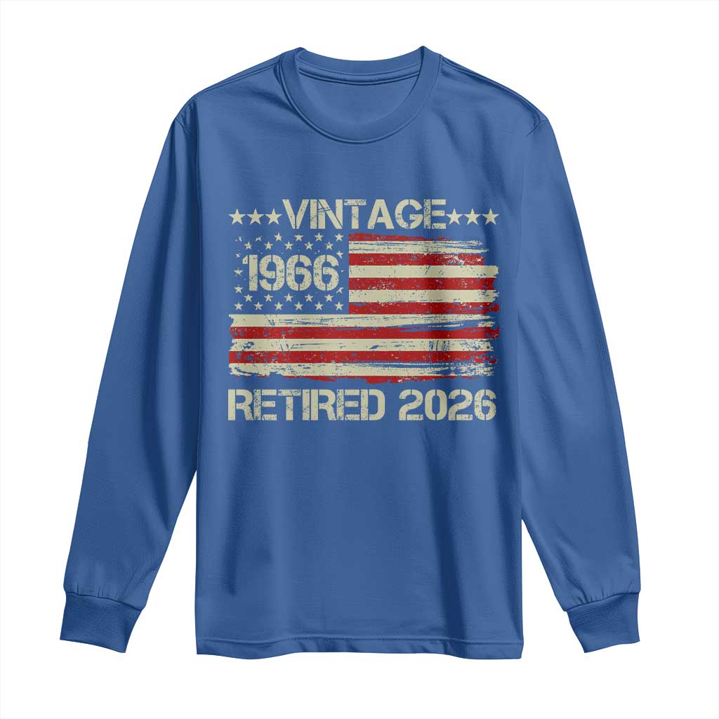 60th Birthday Retirement Long Sleeve Shirt Vintage 1966 Retired 2026 American Flag