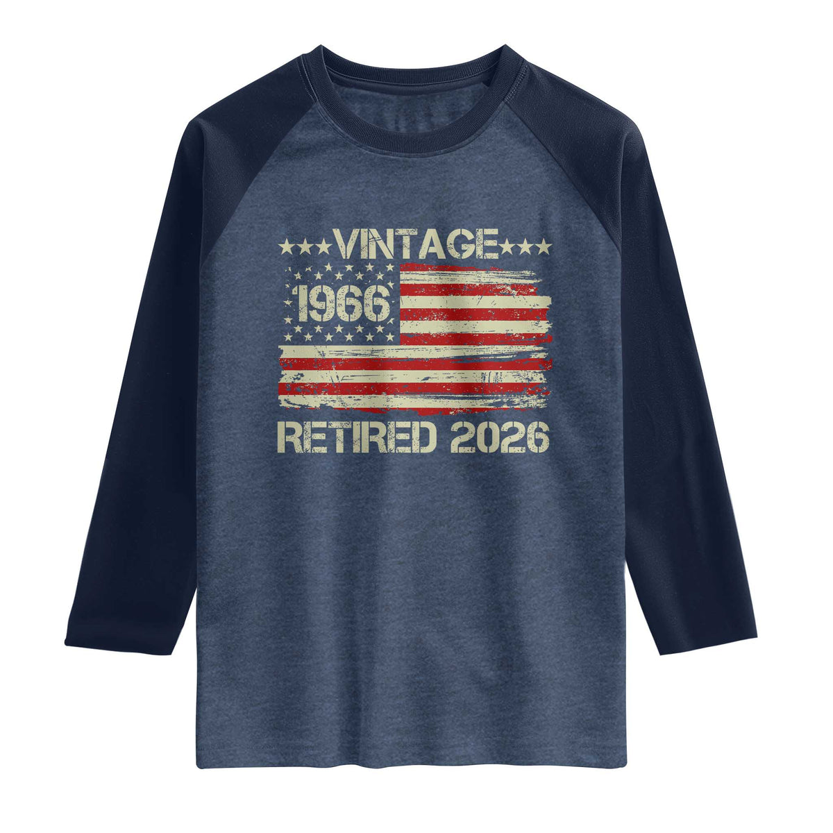 60th Birthday Retirement Raglan Shirt Vintage 1966 Retired 2026 American Flag