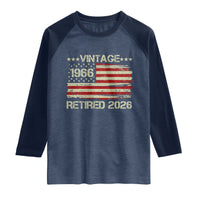 60th Birthday Retirement Raglan Shirt Vintage 1966 Retired 2026 American Flag