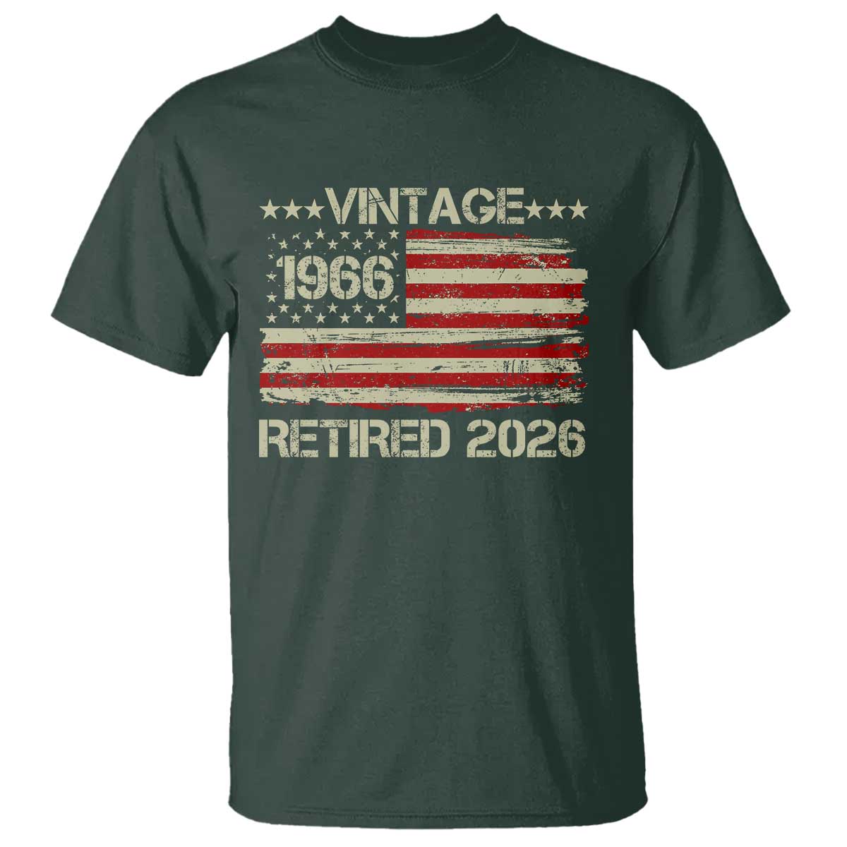60th Birthday Retirement T Shirt Vintage 1966 Retired 2026 American Flag
