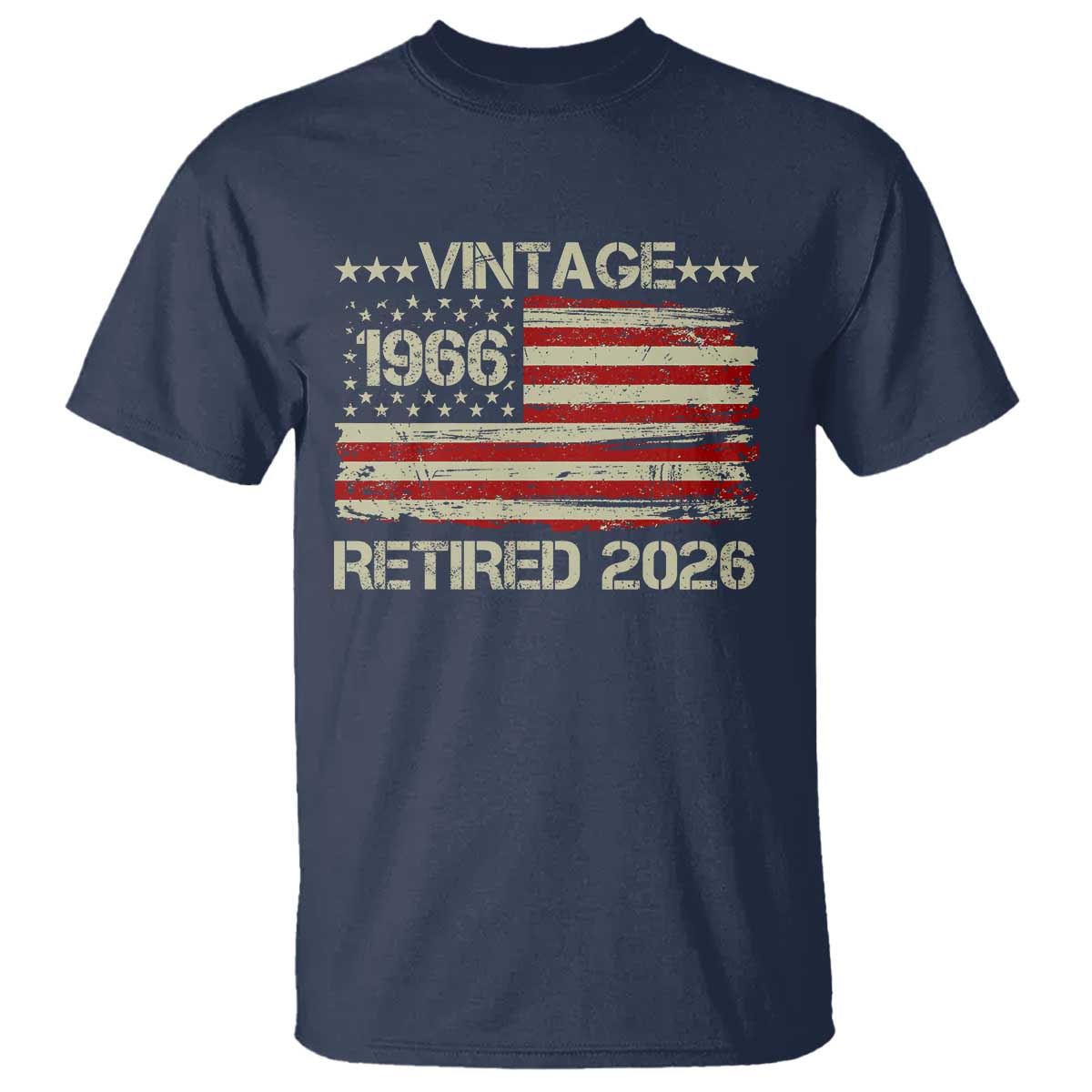 60th Birthday Retirement T Shirt Vintage 1966 Retired 2026 American Flag