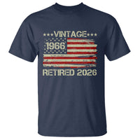 60th Birthday Retirement T Shirt Vintage 1966 Retired 2026 American Flag