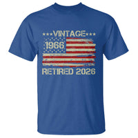 60th Birthday Retirement T Shirt Vintage 1966 Retired 2026 American Flag