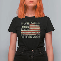 60th Birthday Retirement T Shirt For Women Vintage 1966 Retired 2026 American Flag