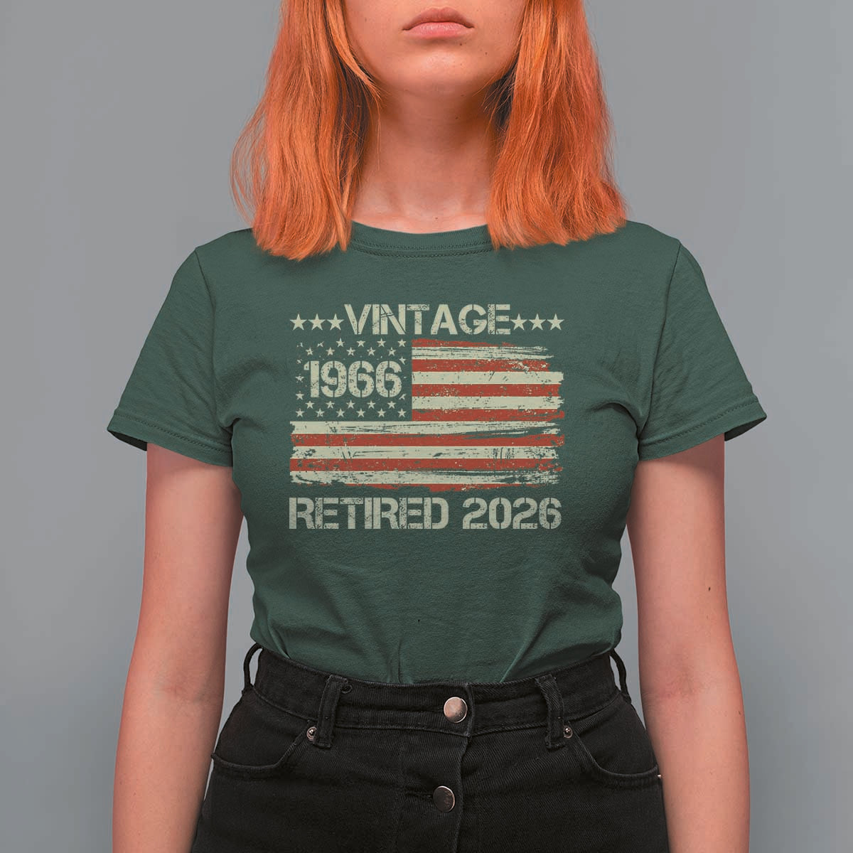60th Birthday Retirement T Shirt For Women Vintage 1966 Retired 2026 American Flag