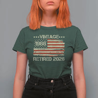 60th Birthday Retirement T Shirt For Women Vintage 1966 Retired 2026 American Flag