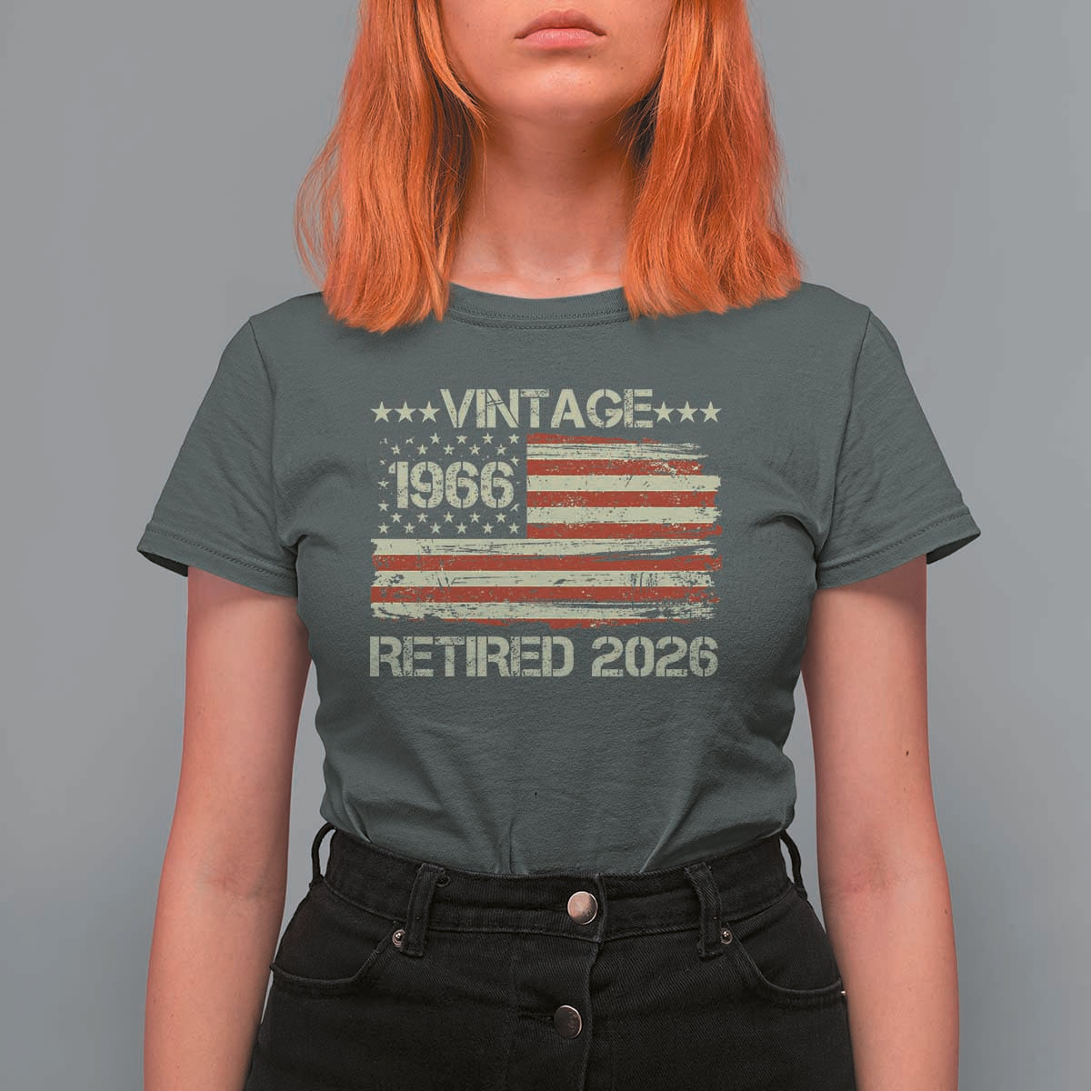 60th Birthday Retirement T Shirt For Women Vintage 1966 Retired 2026 American Flag