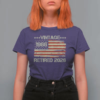 60th Birthday Retirement T Shirt For Women Vintage 1966 Retired 2026 American Flag