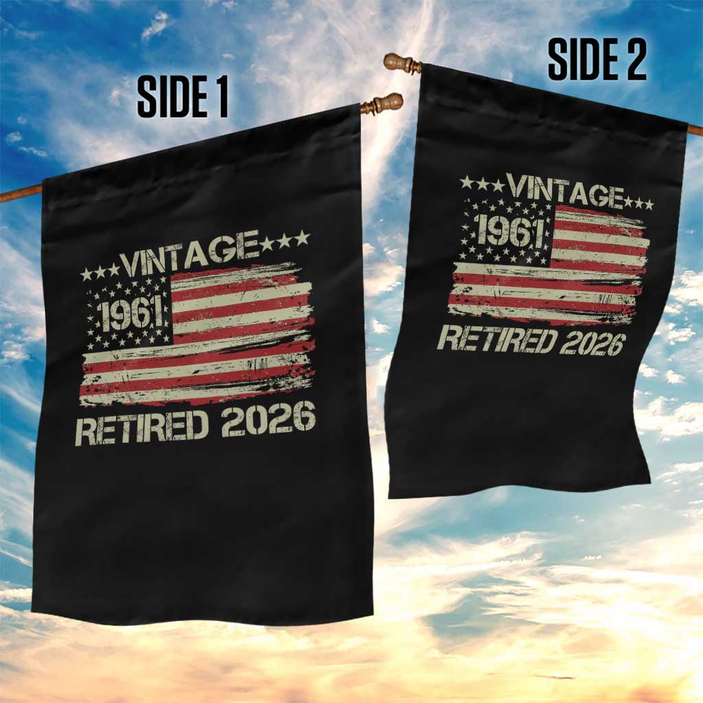 65th Birthday Retirement Garden Flag Vintage 1961 Retired 2026 American Flag