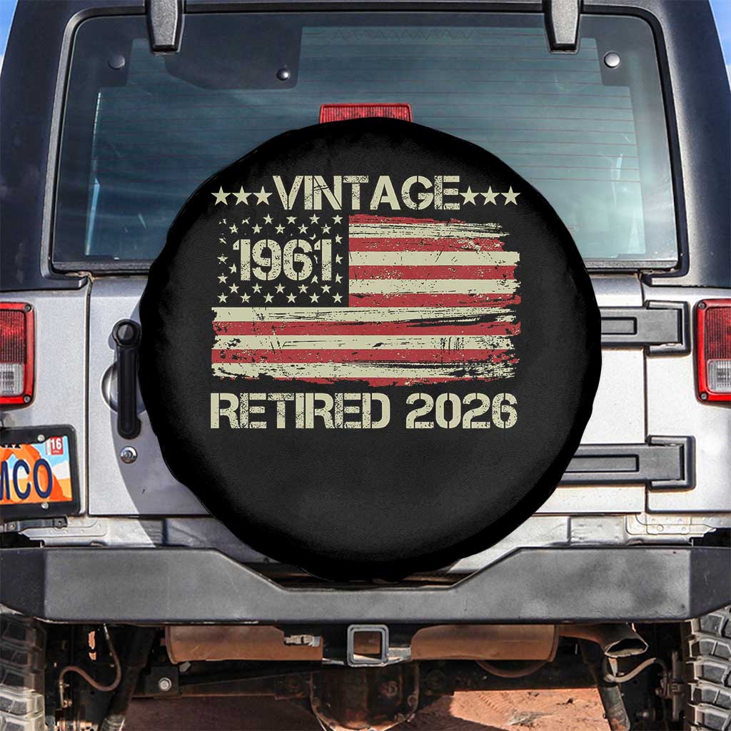 65th Birthday Retirement Spare Tire Cover Vintage 1961 Retired 2026 American Flag