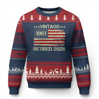 65th Birthday Retirement Ugly Christmas Sweater Vintage 1961 Retired 2026 American Flag