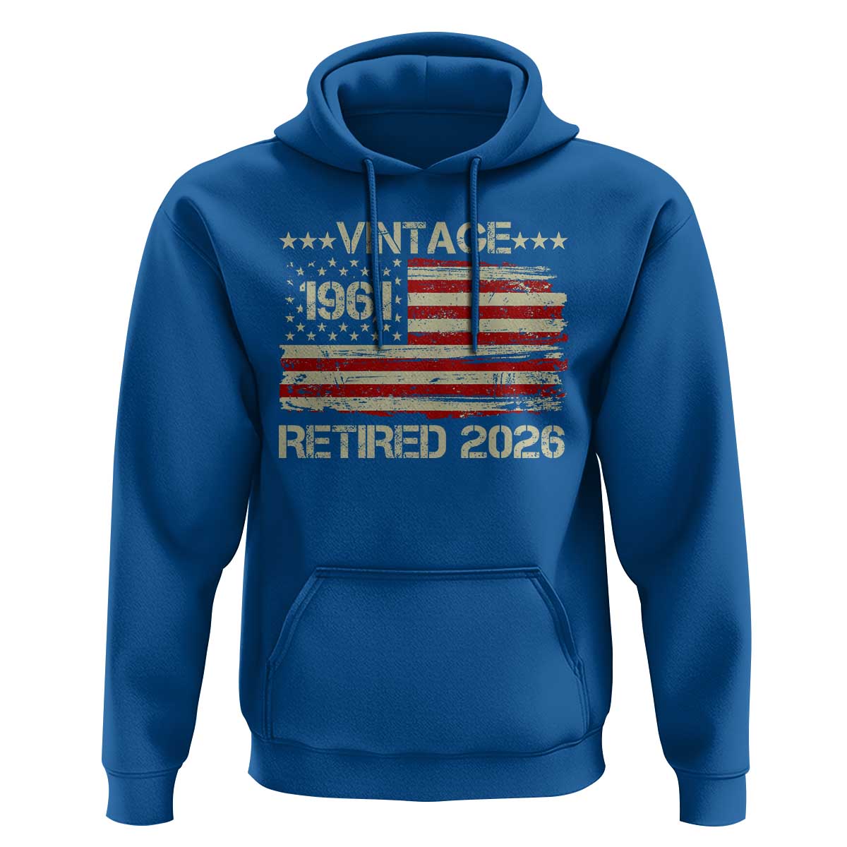 65th Birthday Retirement Hoodie Vintage 1961 Retired 2026 American Flag