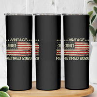 65th Birthday Retirement Skinny Tumbler Vintage 1961 Retired 2026 American Flag