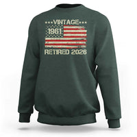 65th Birthday Retirement Sweatshirt Vintage 1961 Retired 2026 American Flag