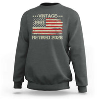 65th Birthday Retirement Sweatshirt Vintage 1961 Retired 2026 American Flag