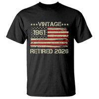 65th Birthday Retirement T Shirt Vintage 1961 Retired 2026 American Flag
