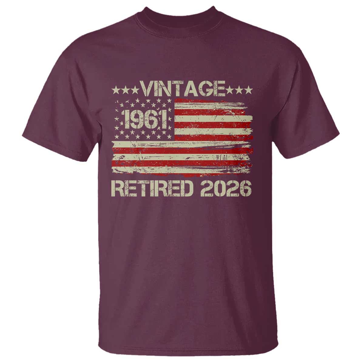 65th Birthday Retirement T Shirt Vintage 1961 Retired 2026 American Flag