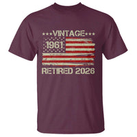 65th Birthday Retirement T Shirt Vintage 1961 Retired 2026 American Flag
