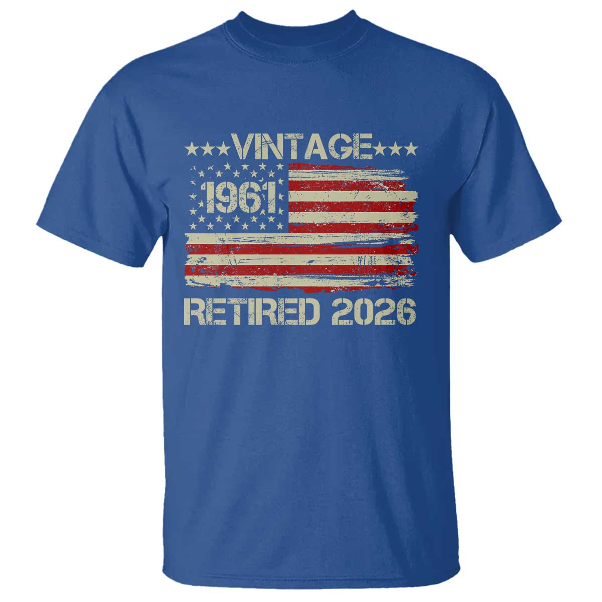 65th Birthday Retirement T Shirt Vintage 1961 Retired 2026 American Flag