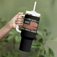 65th Birthday Retirement Tumbler With Handle Vintage 1961 Retired 2026 American Flag