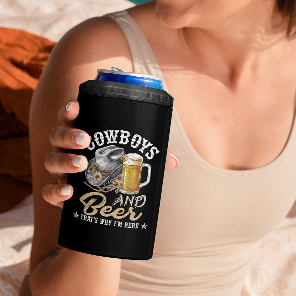 Western 4 in 1 Can Cooler Tumbler Cowboys And Beer That's Why I'm Here Funny Saying - Wonder Print Shop