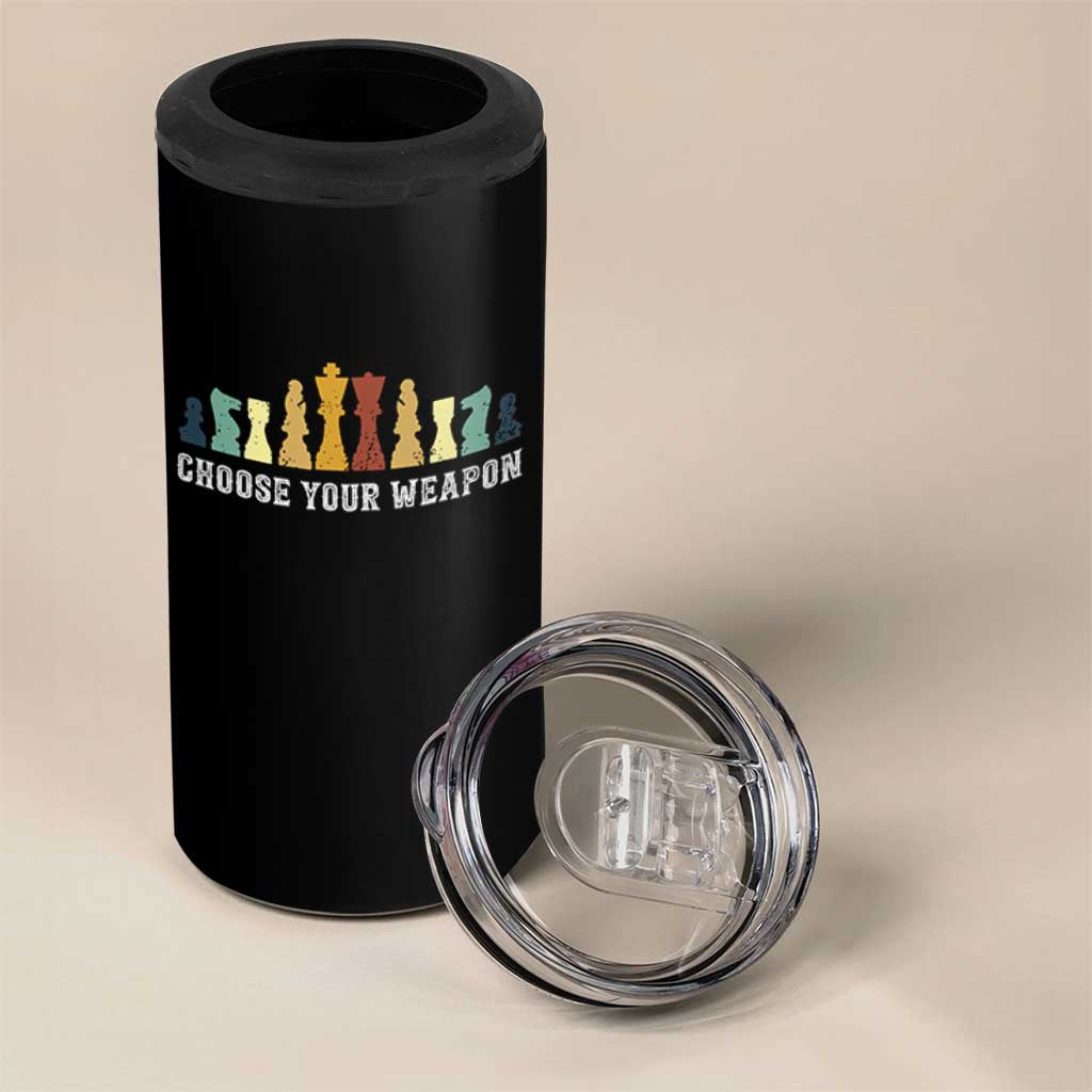 Chess Lover 4 in 1 Can Cooler Tumbler Choose Your Weapon Retro Vintage