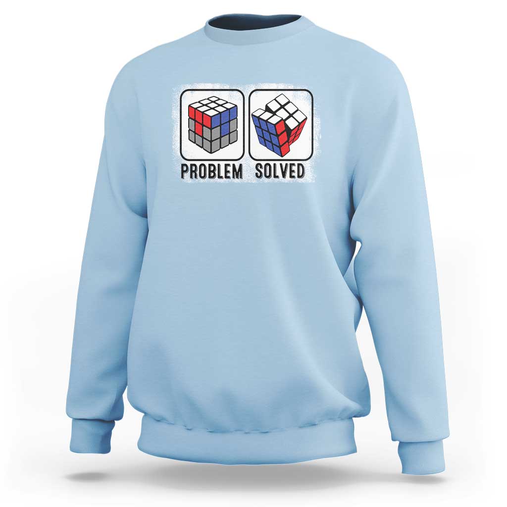 Competitive Puzzle Cube Rubik Sweatshirt Problem Solved Vintage Speed Cubing - Wonder Print Shop