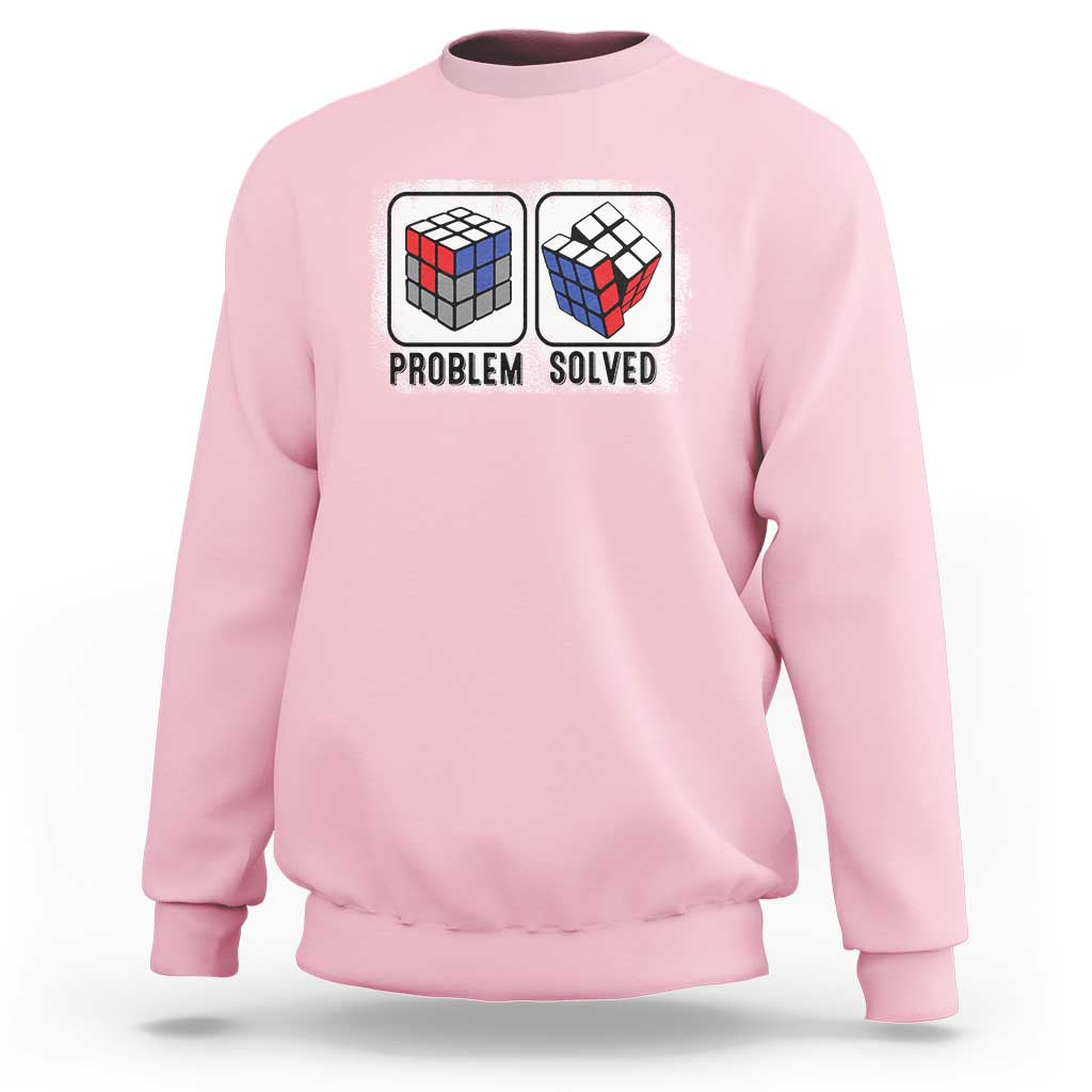 Competitive Puzzle Cube Rubik Sweatshirt Problem Solved Vintage Speed Cubing - Wonder Print Shop