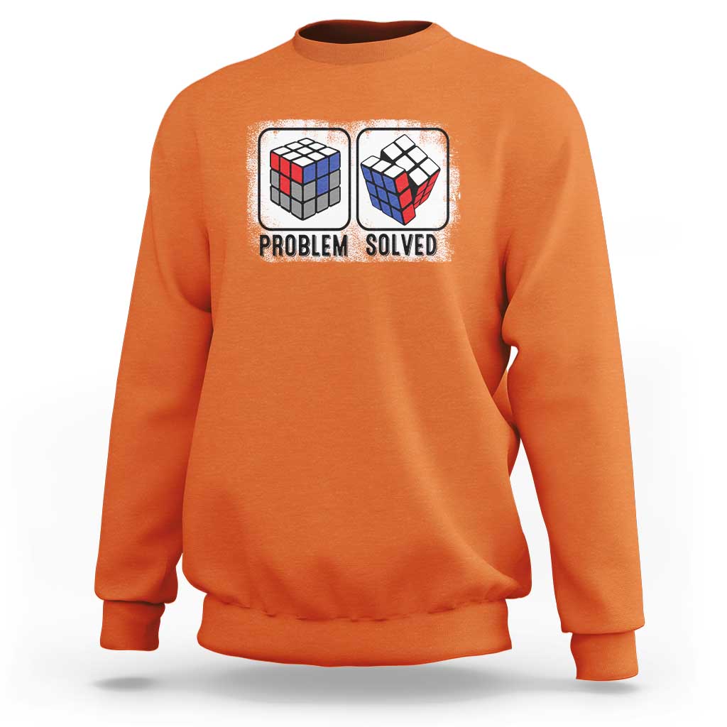 Competitive Puzzle Cube Rubik Sweatshirt Problem Solved Vintage Speed Cubing - Wonder Print Shop