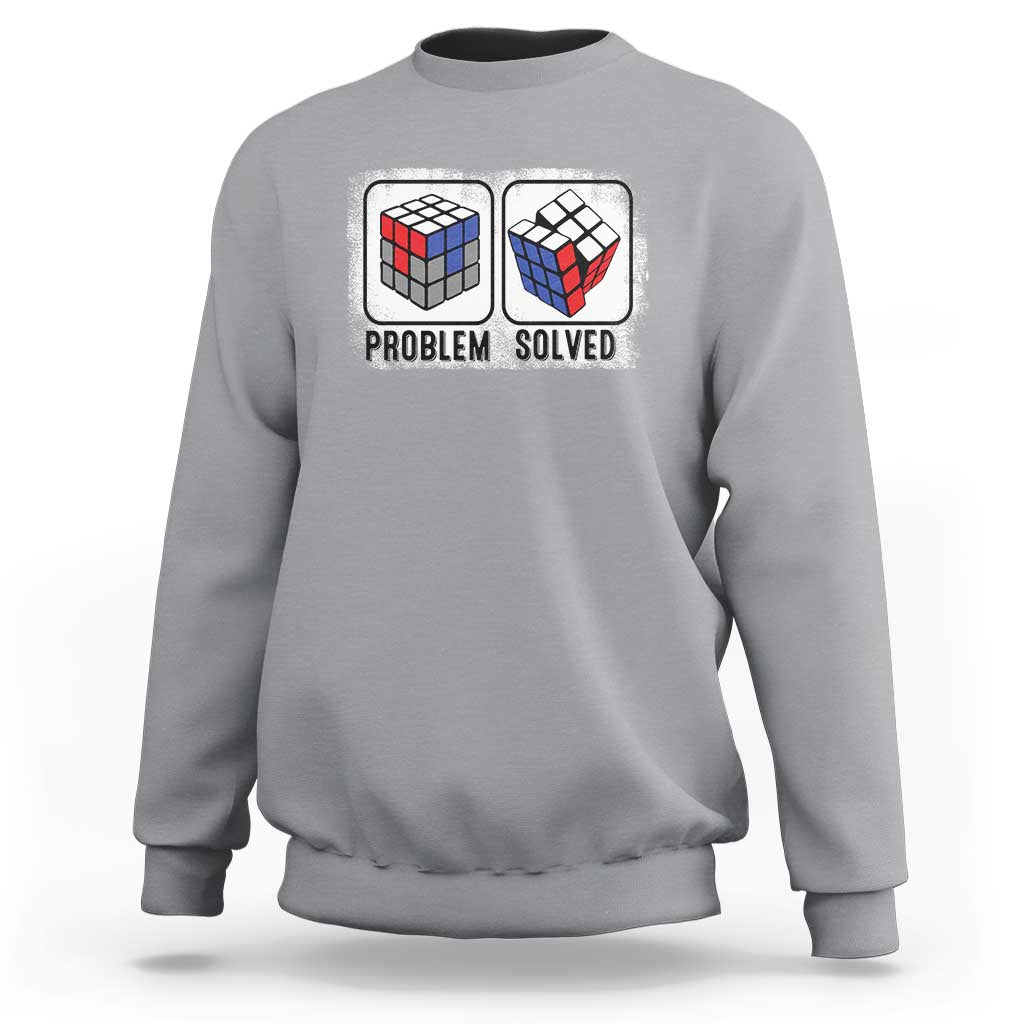 Competitive Puzzle Cube Rubik Sweatshirt Problem Solved Vintage Speed Cubing - Wonder Print Shop