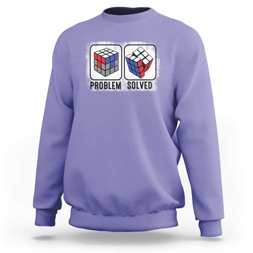 Competitive Puzzle Cube Rubik Sweatshirt Problem Solved Vintage Speed Cubing - Wonder Print Shop