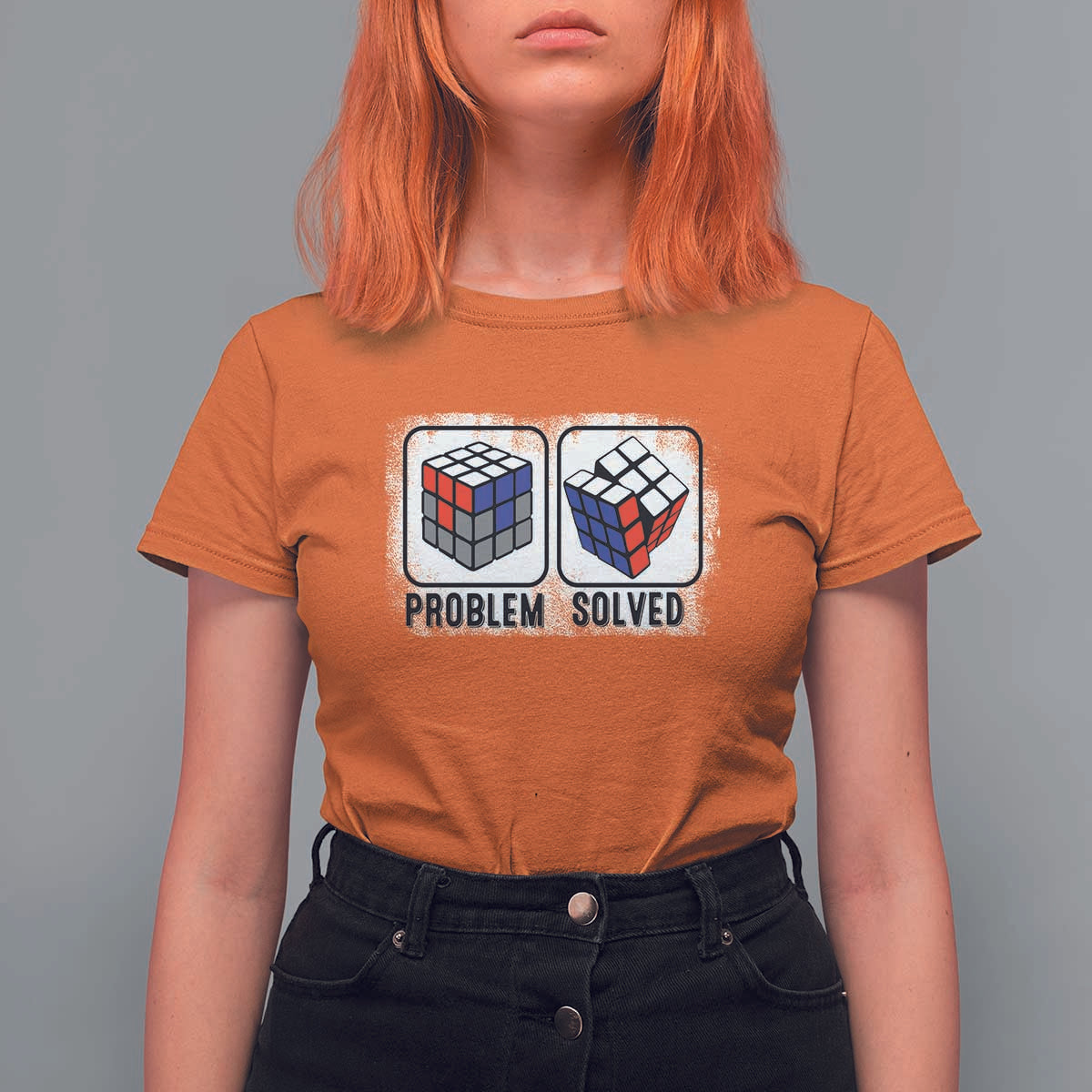 Competitive Puzzle Cube Rubik T Shirt For Women Problem Solved Vintage Speed Cubing - Wonder Print Shop