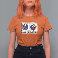 Competitive Puzzle Cube Rubik T Shirt For Women Problem Solved Vintage Speed Cubing - Wonder Print Shop