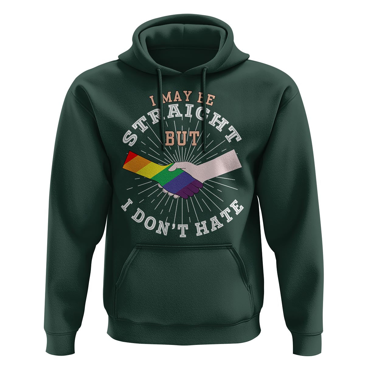 LGBT Gay Pride Hoodie I May Be Straight But I Don't Hate Rainbow Flag Hand - Wonder Print Shop