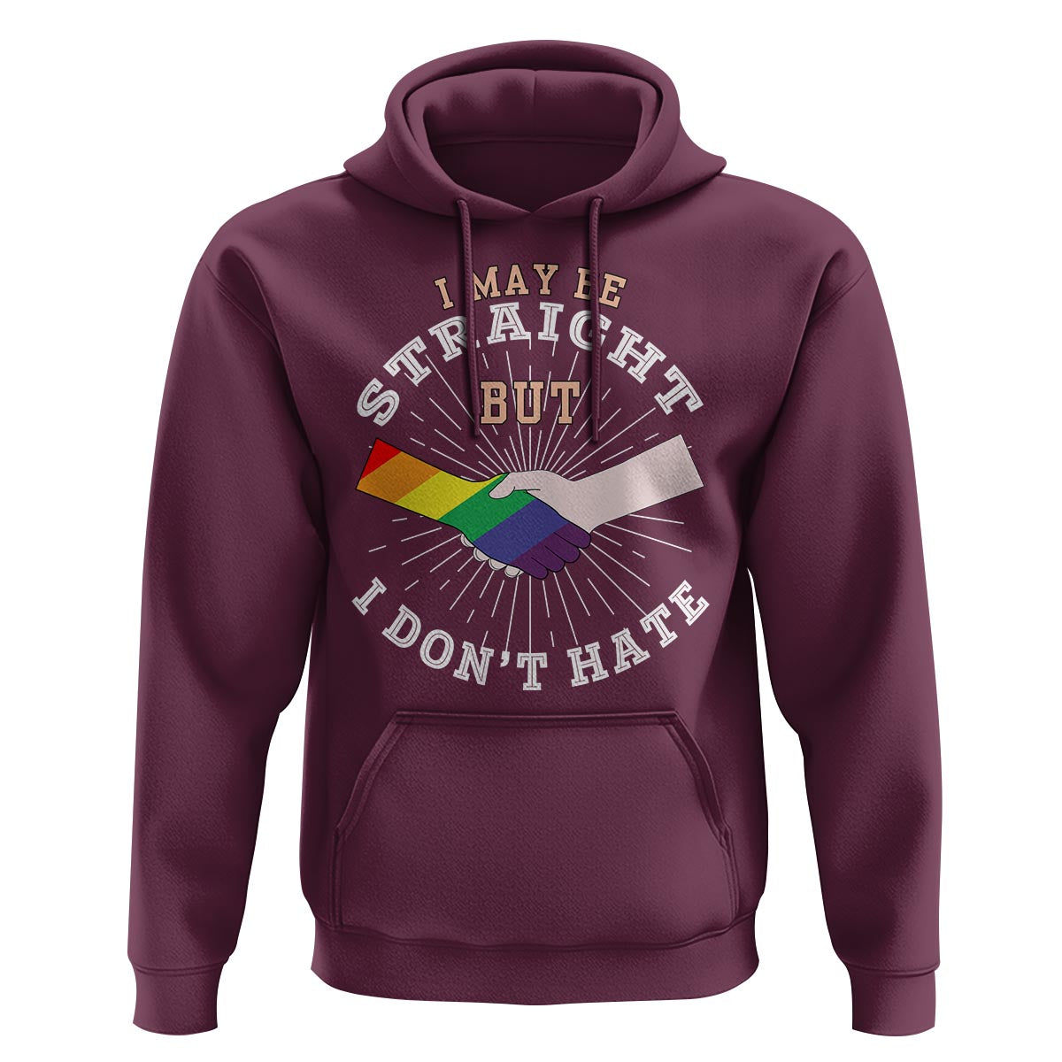 LGBT Gay Pride Hoodie I May Be Straight But I Don't Hate Rainbow Flag Hand - Wonder Print Shop