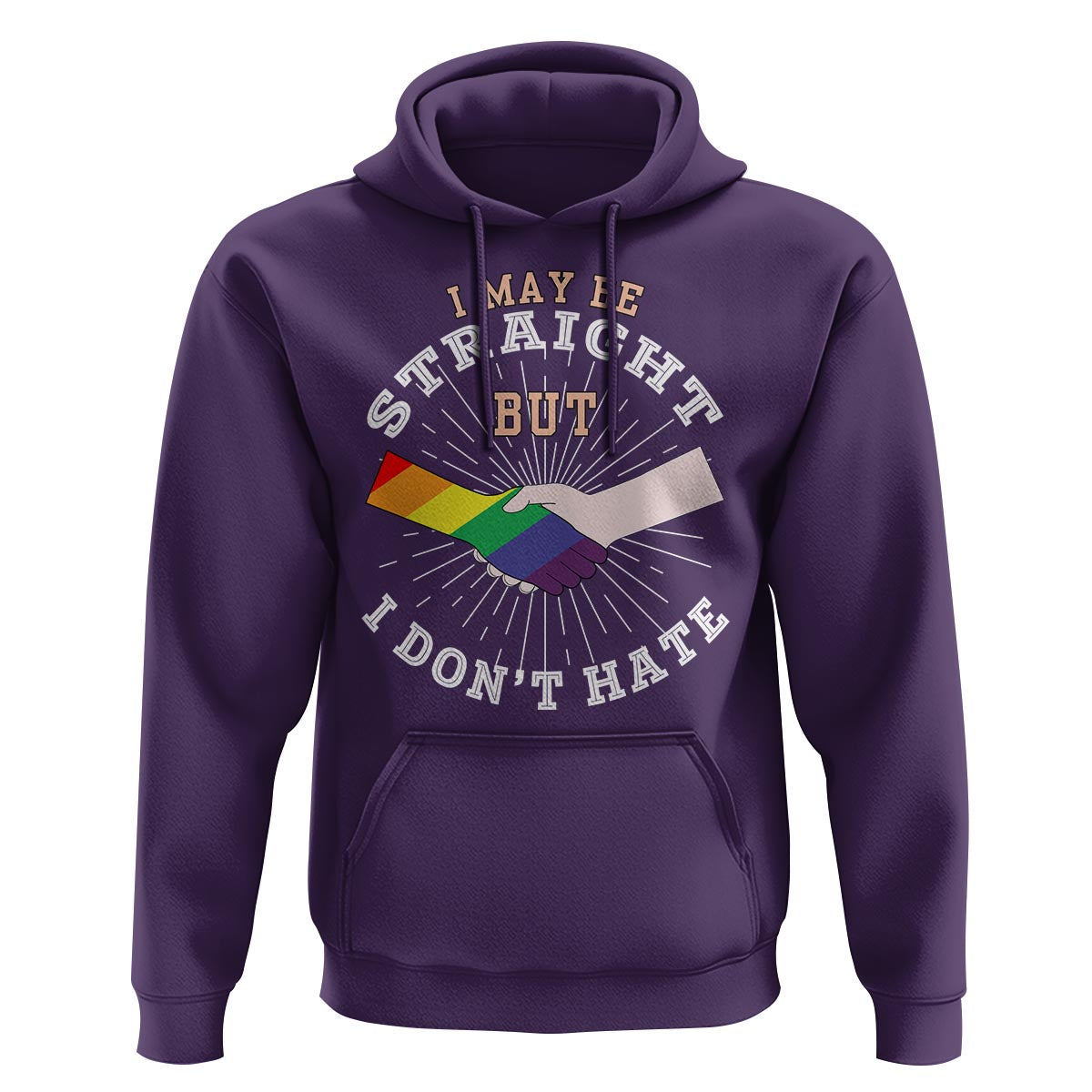 LGBT Gay Pride Hoodie I May Be Straight But I Don't Hate Rainbow Flag Hand - Wonder Print Shop