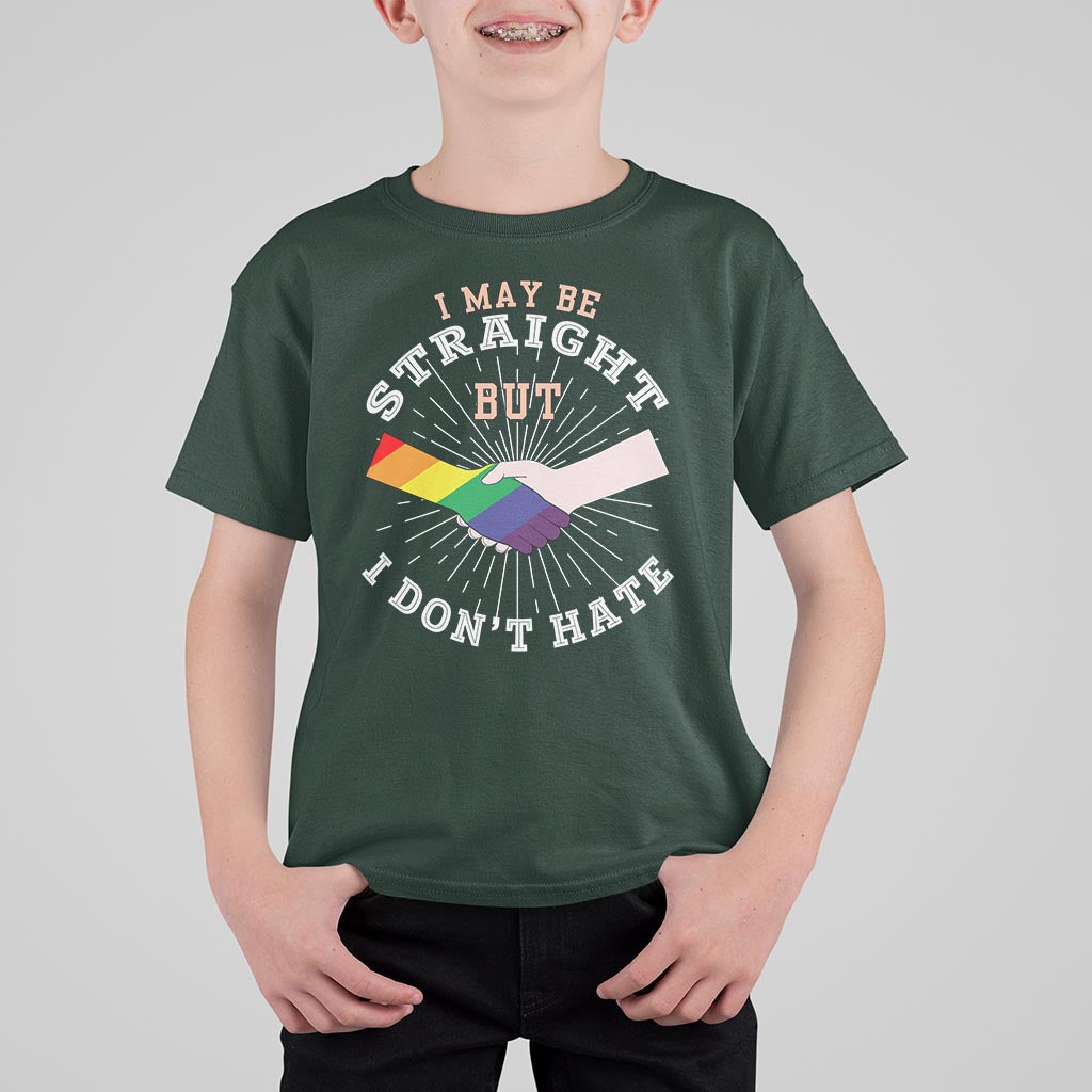 LGBT Gay Pride T Shirt For Kid I May Be Straight But I Don't Hate Rainbow Flag Hand - Wonder Print Shop