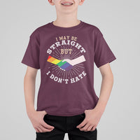 LGBT Gay Pride T Shirt For Kid I May Be Straight But I Don't Hate Rainbow Flag Hand - Wonder Print Shop